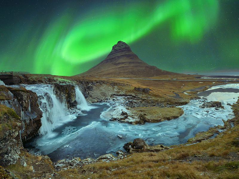 Aurora Borealis with the Milky Way Galaxy, Iceland,night photography